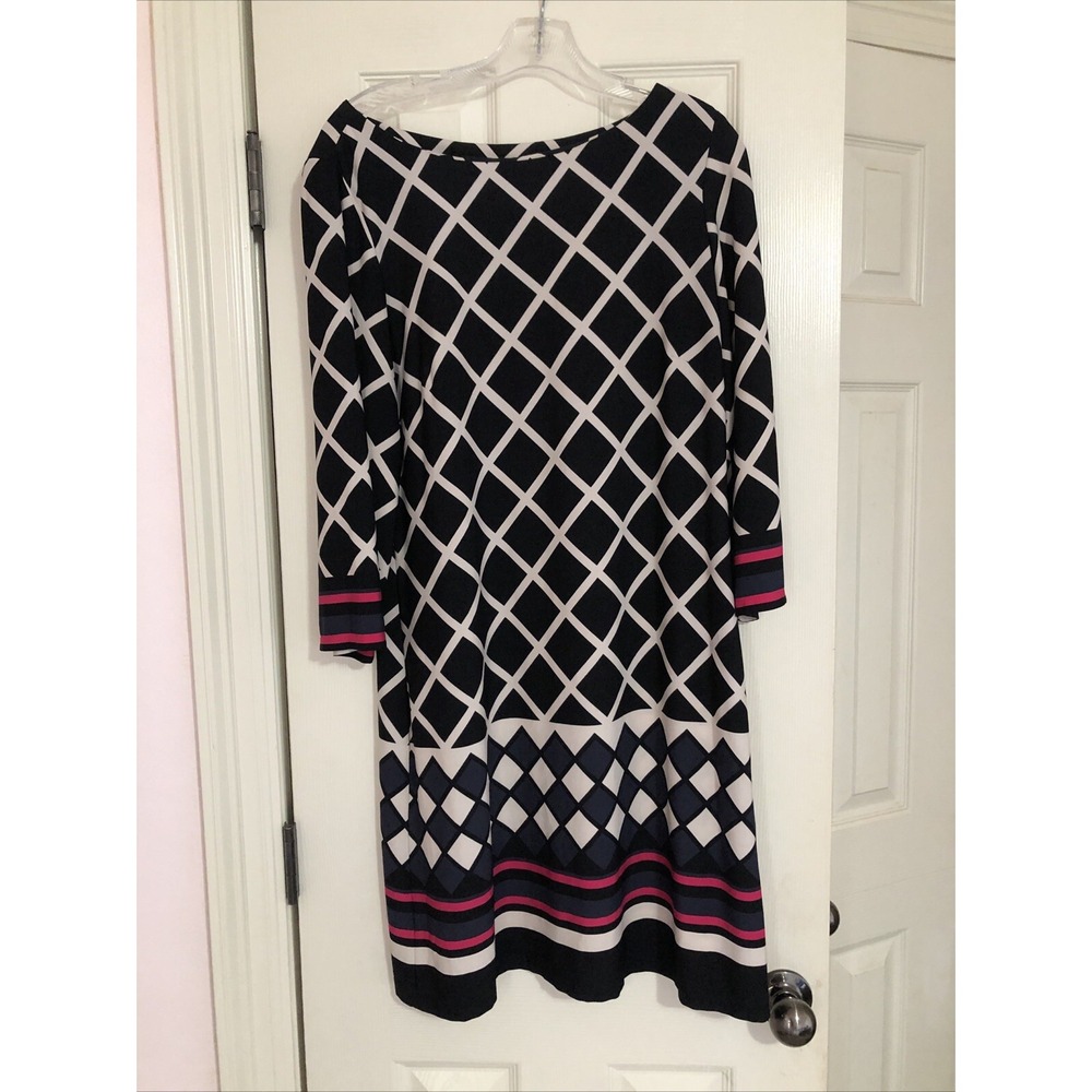 Jessica Howard‎ Size L Women's Dress Geometric Design 3/4 Sleeves
